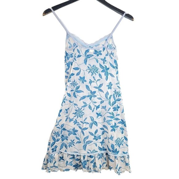 Vintage Eberjey Made in USA Y2K Sheer Blue Floral Mini Cami Dress - Picture 4 of 7